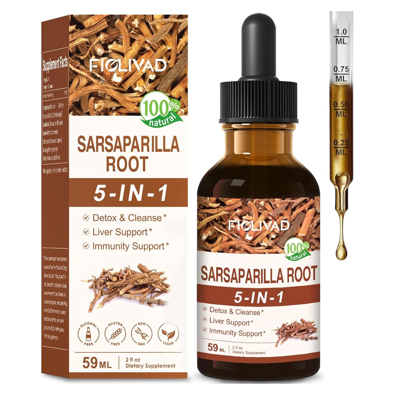 Gotas de Raíz de Sarsaparilla FIOLIVAD 59ml - Desintoxicación Hepática