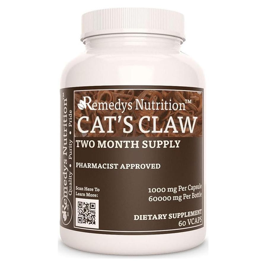 Cápsulas de Uña de Gato Remedy's Nutrition 1000 mg - 60 Veganas