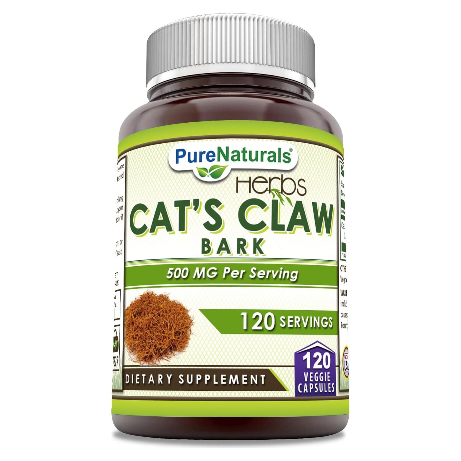 Garras de Gato Pure Naturals 500 mg 120 Cápsulas Suplemento