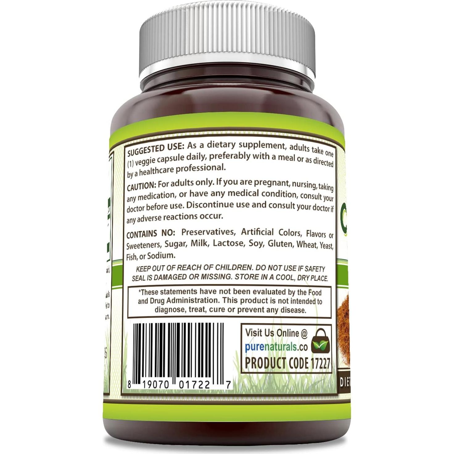 Garras de Gato Pure Naturals 500 mg 120 Cápsulas Suplemento