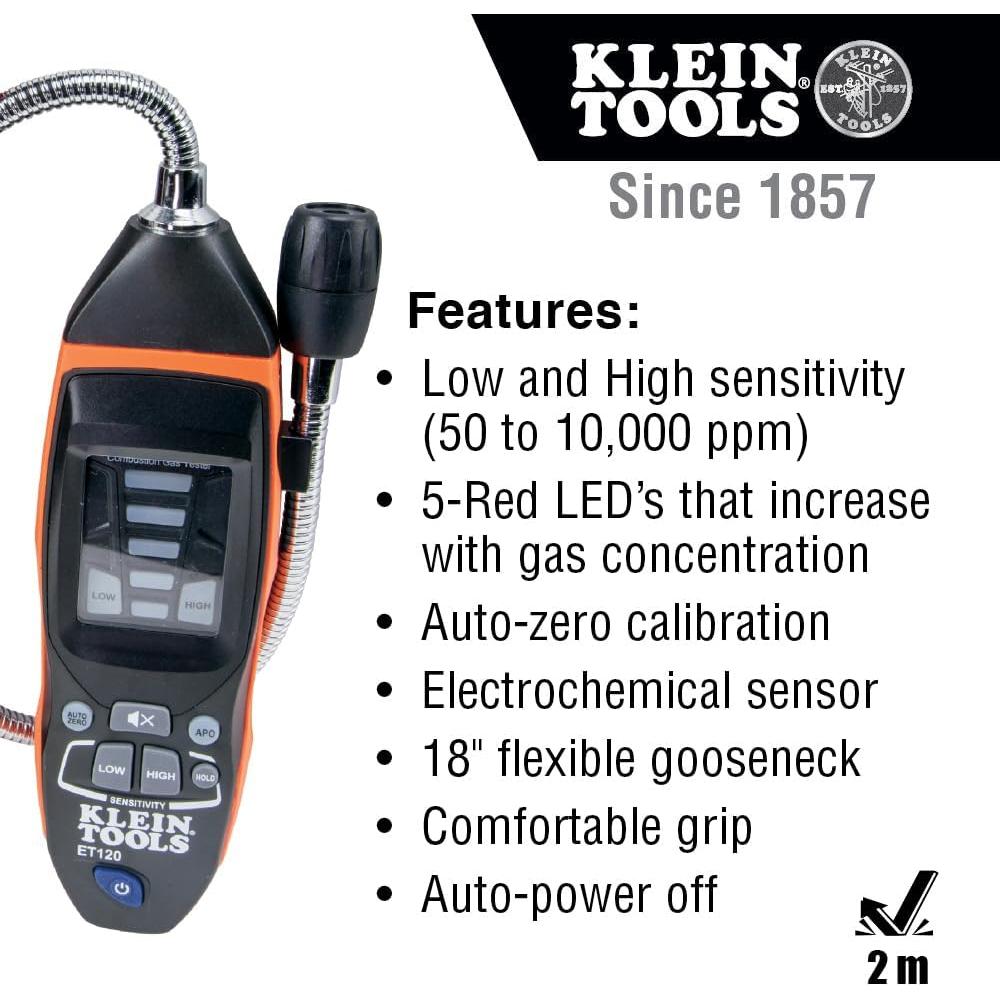 Detector de Fugas de Gas Klein Tools ET120, 50-10000 ppm