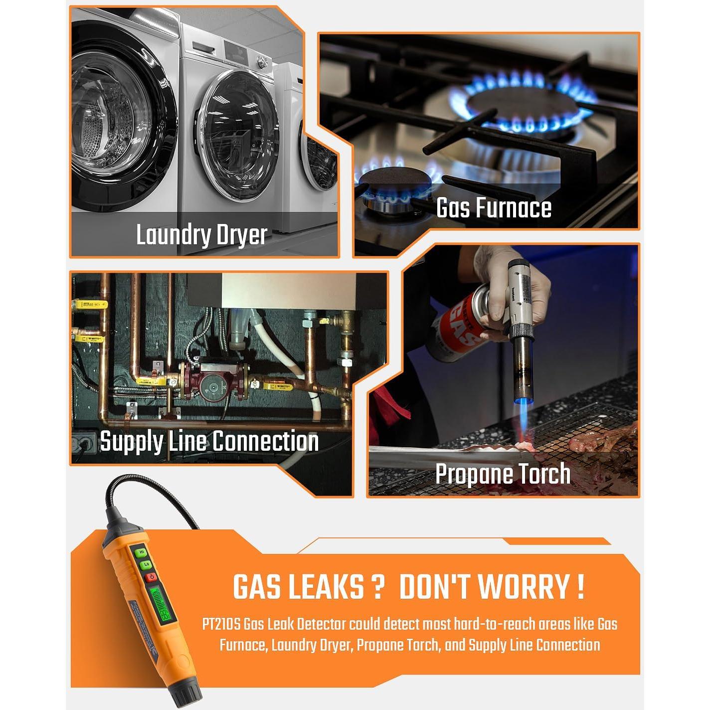 Detector de Fugas de Gas TOPTES PT210S con Sonda 10.16 cm