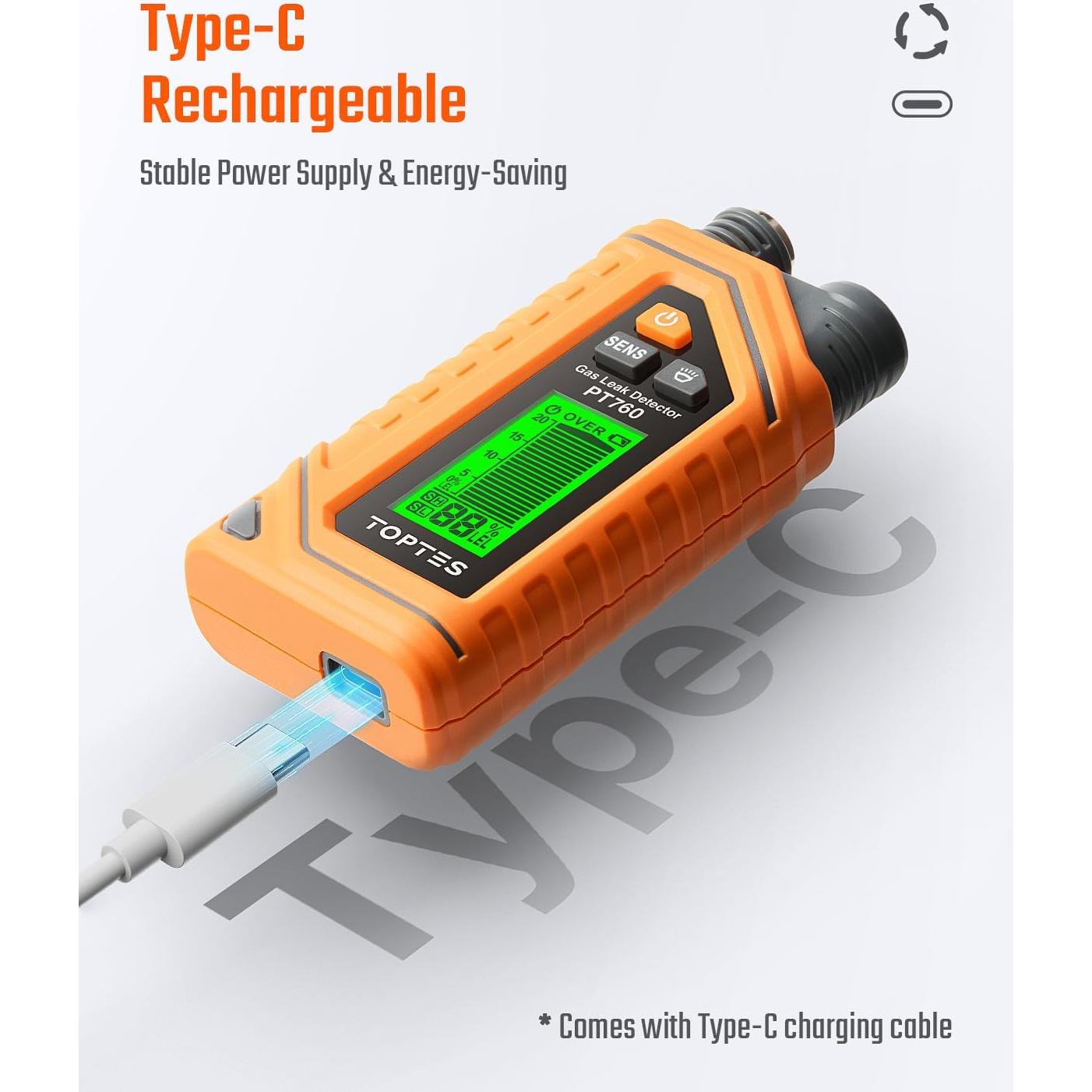 Detector de Fugas de Gas Natural TOPTES PT760 con Sonda 30.48cm