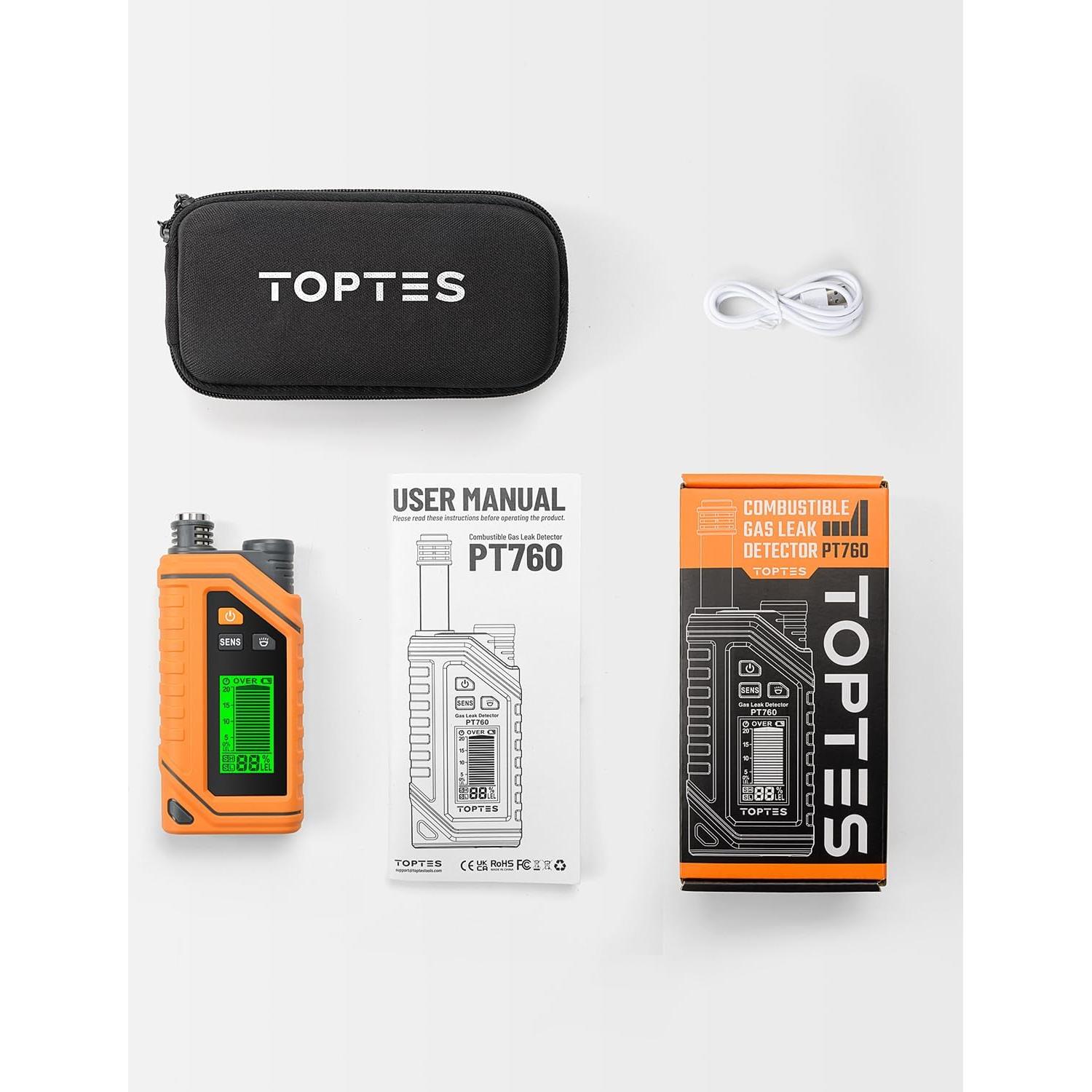 Detector de Fugas de Gas Natural TOPTES PT760 con Sonda 30.48cm