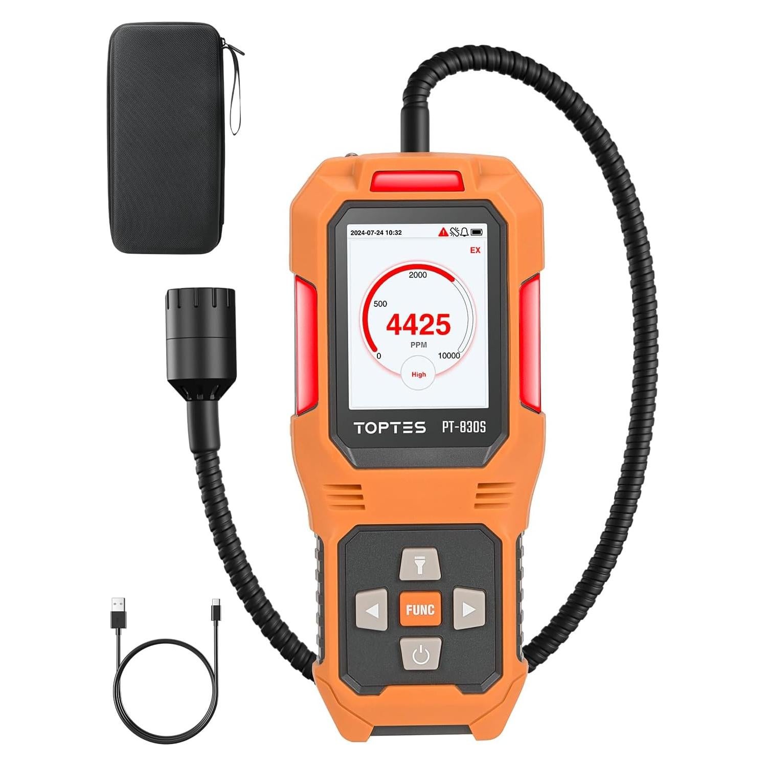 Detector de Fugas de Gas TOPTES PT-830S con Sonda Flexible 37cm