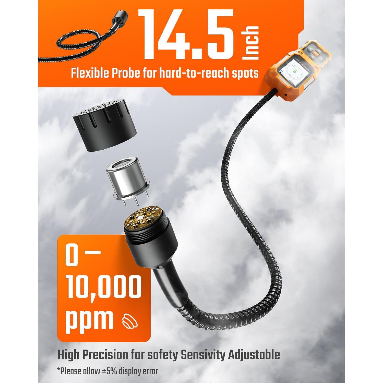 Detector de Fugas de Gas TOPTES PT-830S con Sonda Flexible 37cm