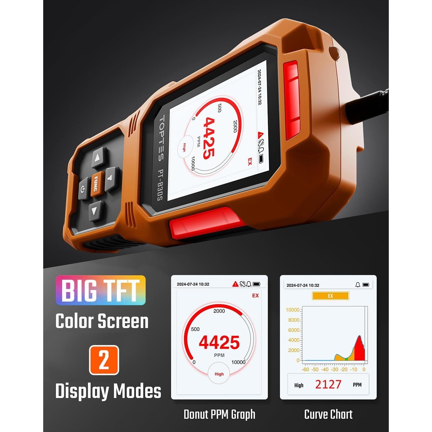 Detector de Fugas de Gas TOPTES PT-830S con Sonda Flexible 37cm