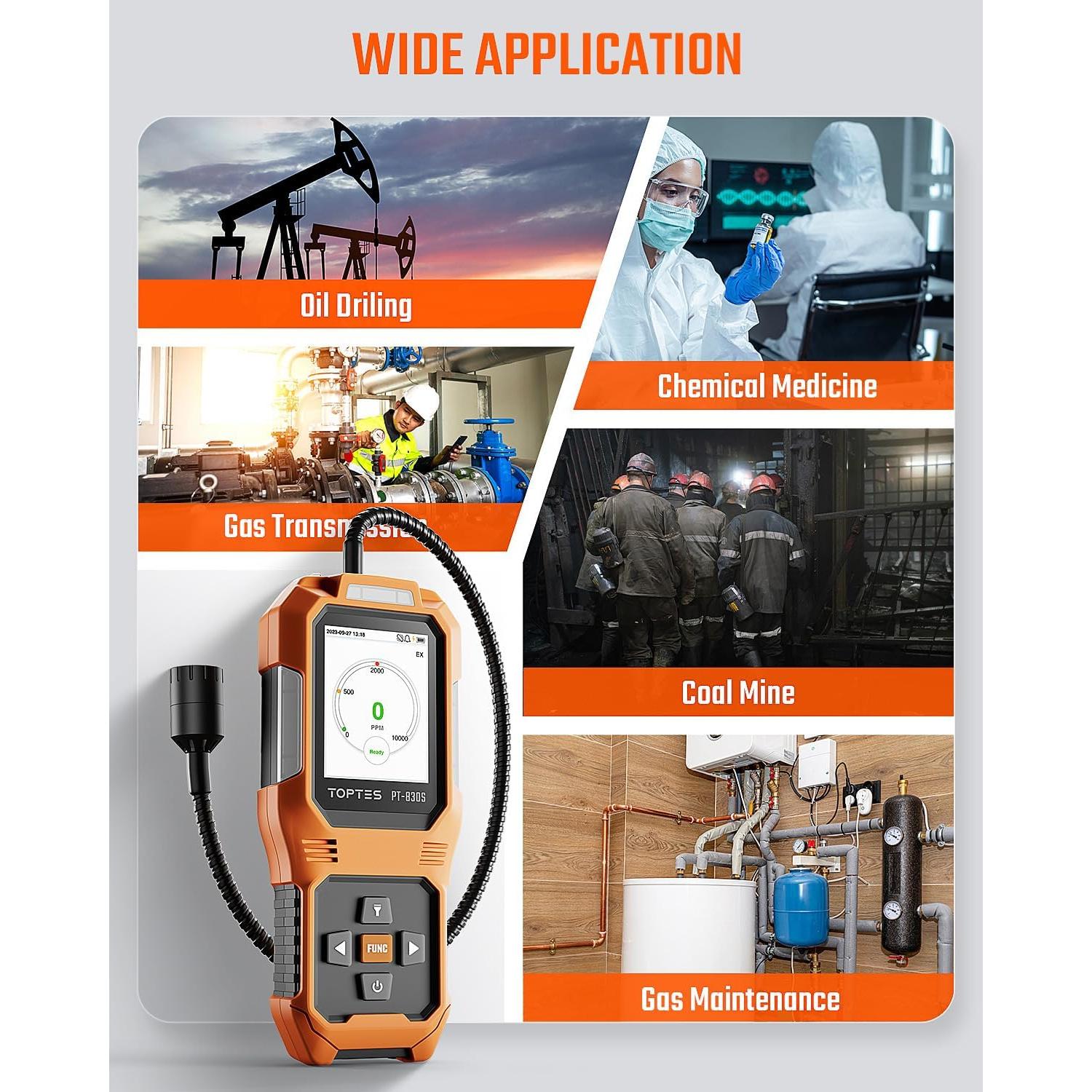 Detector de Fugas de Gas TOPTES PT-830S con Sonda Flexible 37cm