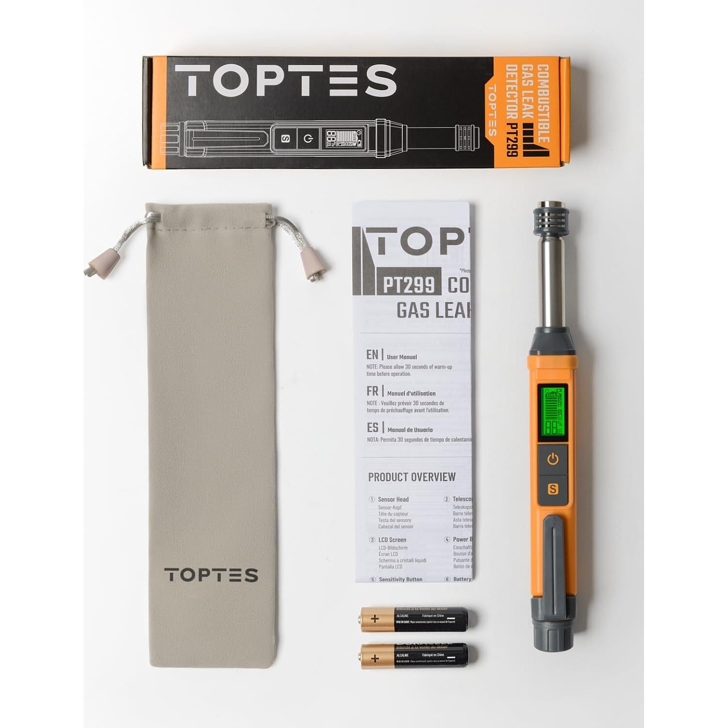 Detector de Fugas de Gas TopTes PT299 Portátil con Varilla Extensible