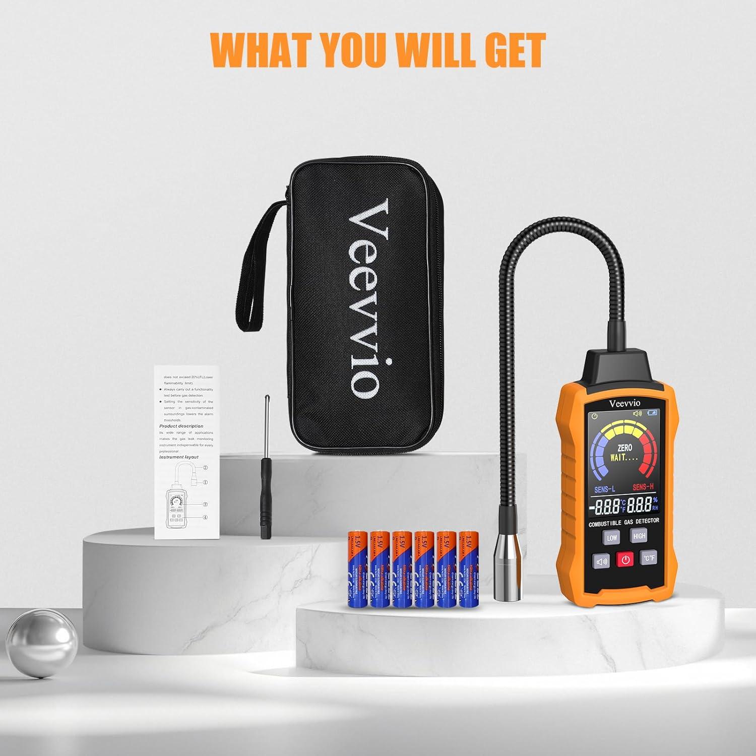 Detector de Fugas de Gas Veevvio con Alarma Visual y Auditiva