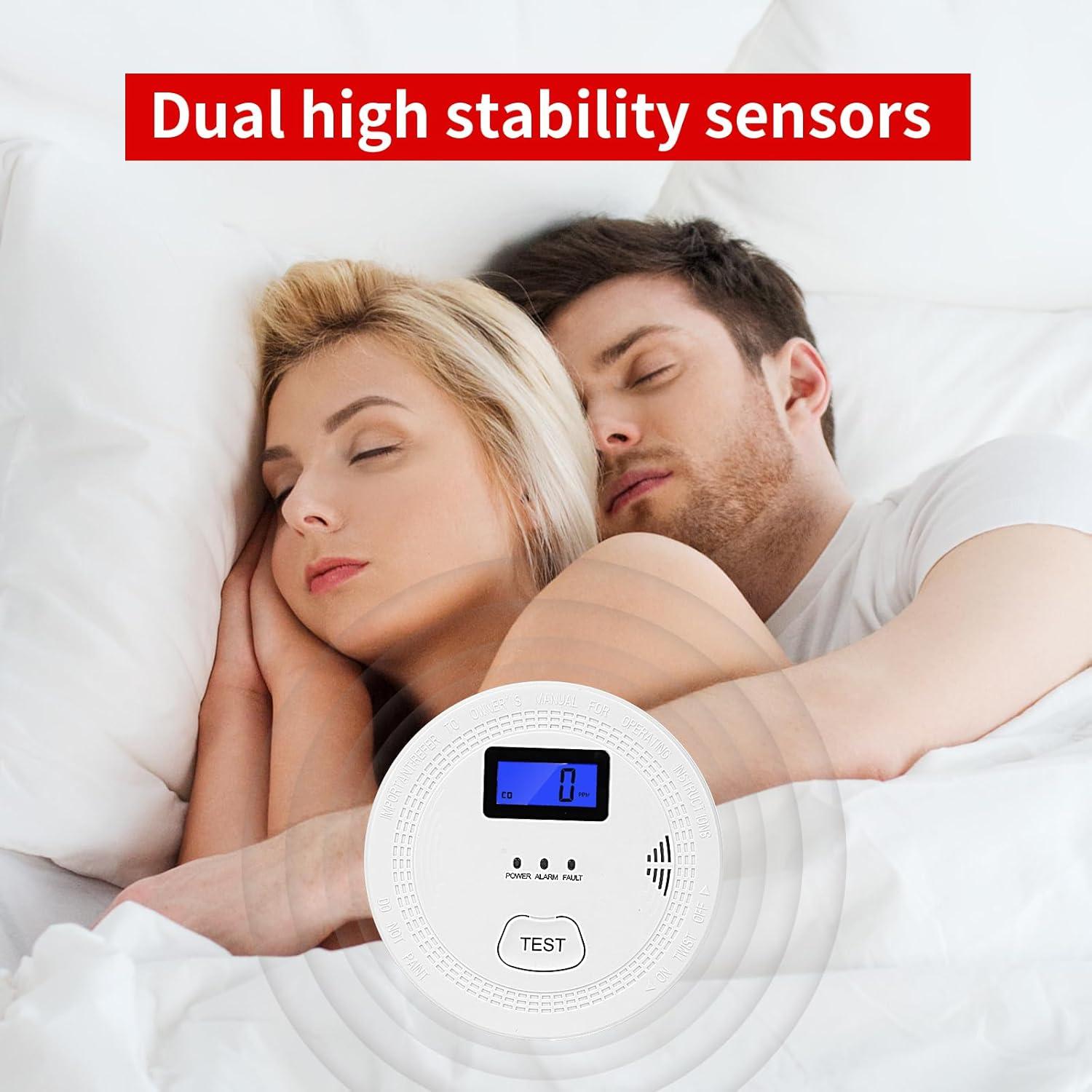 Detector de CO y Humo OLUNCLE 2 en 1 con Pantalla LCD