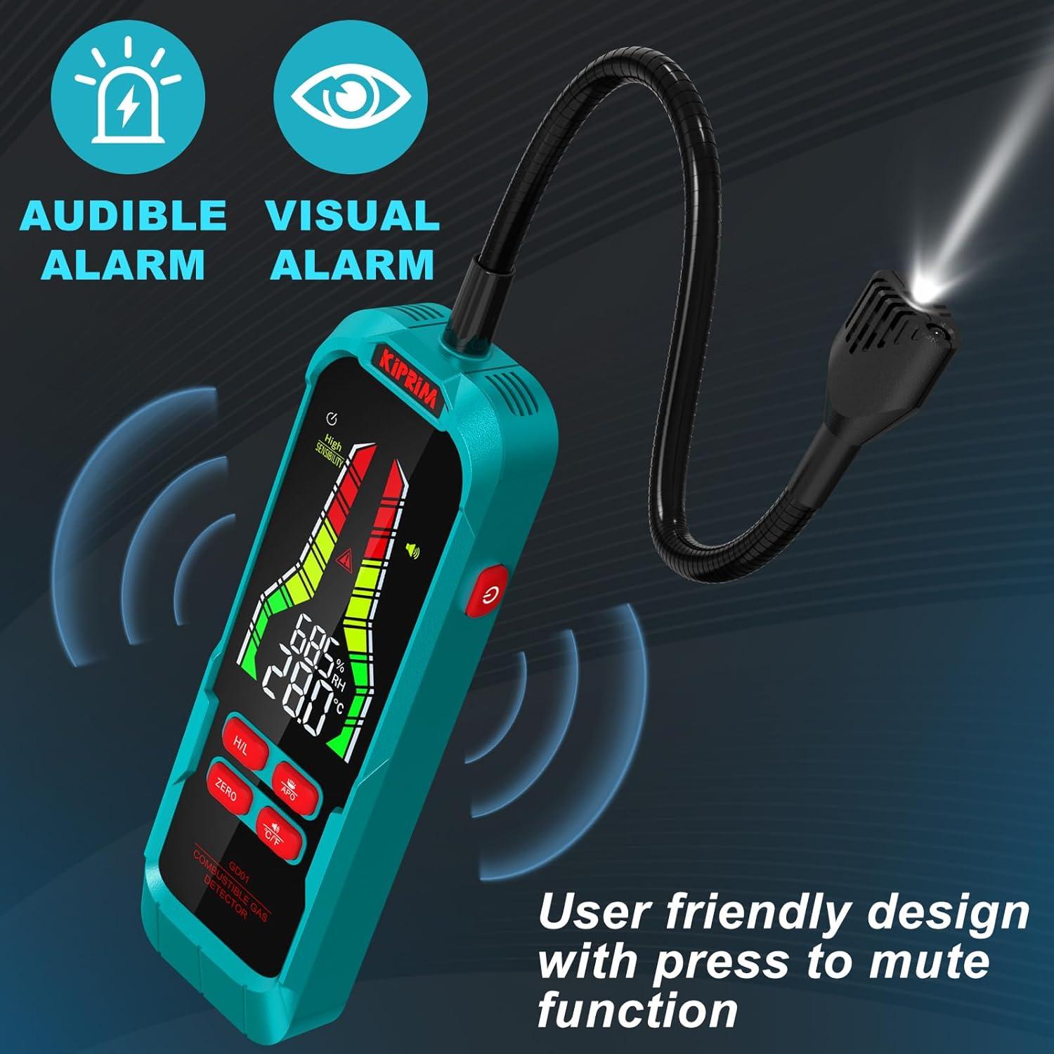 Detector de Fugas de Gas Kiprim GD01 con Sonda Flexible 23.9 cm