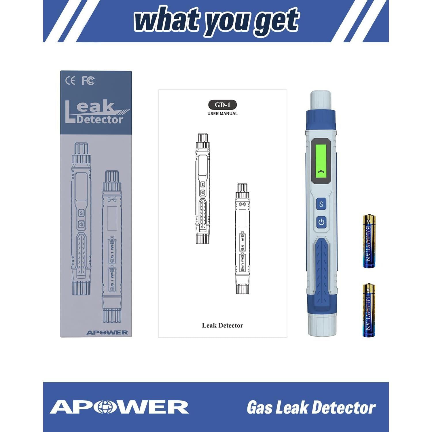 Detector de Fugas de Gas APOWER GD-1 con Alarma Visual y Auditiva