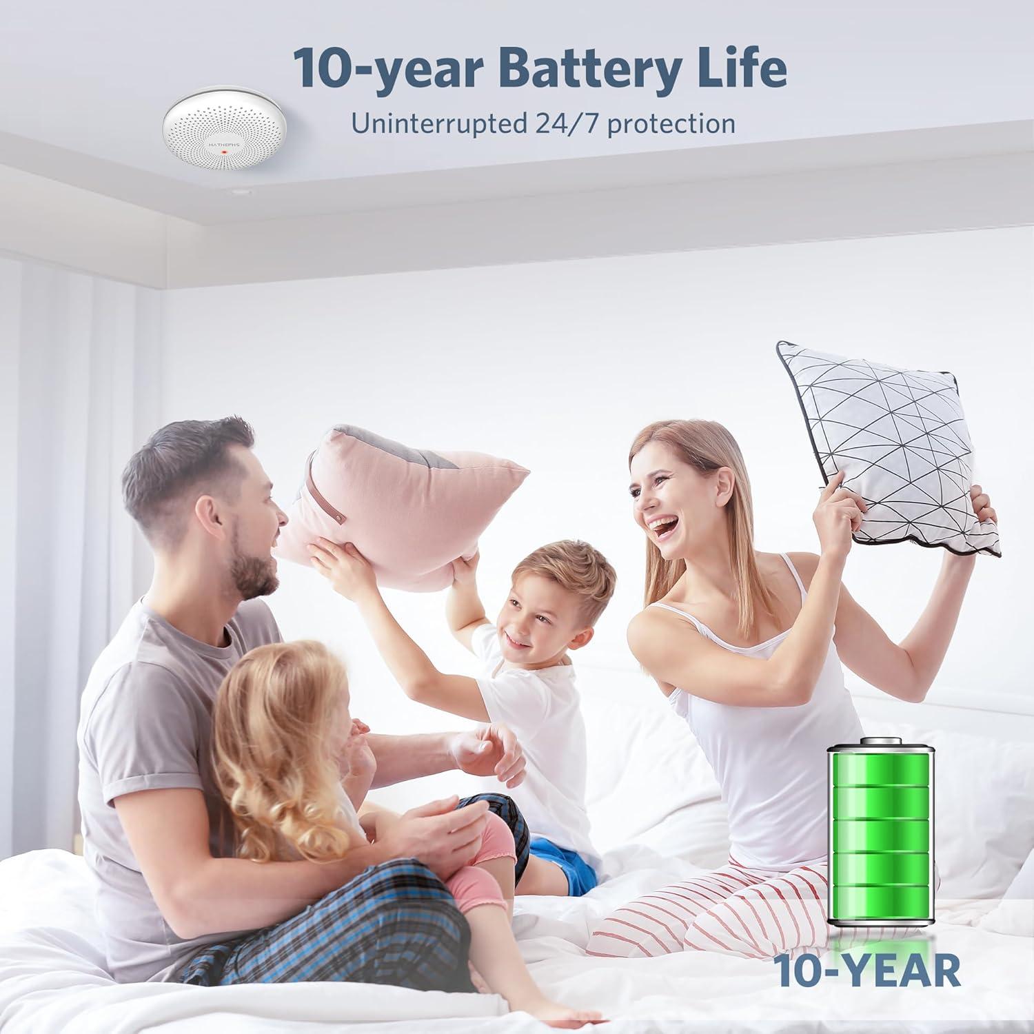 Detector de Humo y Monóxido de Carbono HATHEPHS 10 Años