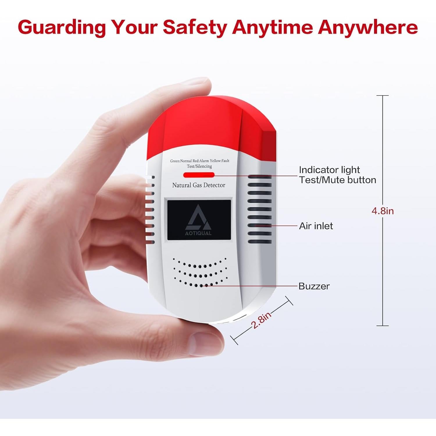 Detector de Gas Natural AOTIQUAL 203 - Alarma Portátil LED