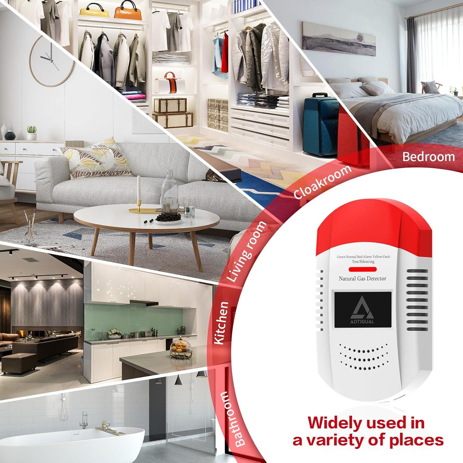 Detector de Gas Natural AOTIQUAL 203 - Alarma Portátil LED