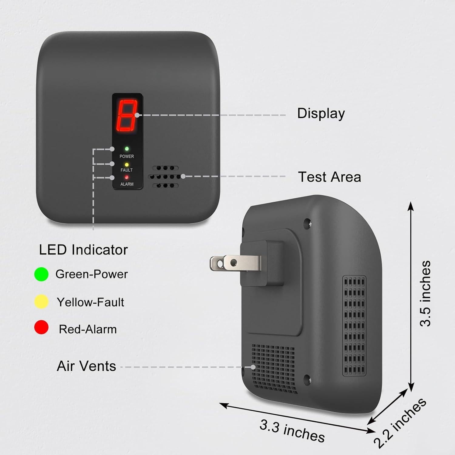 Detector de Gas Natural Leakbee Y401, Alarma 85dB, Negro