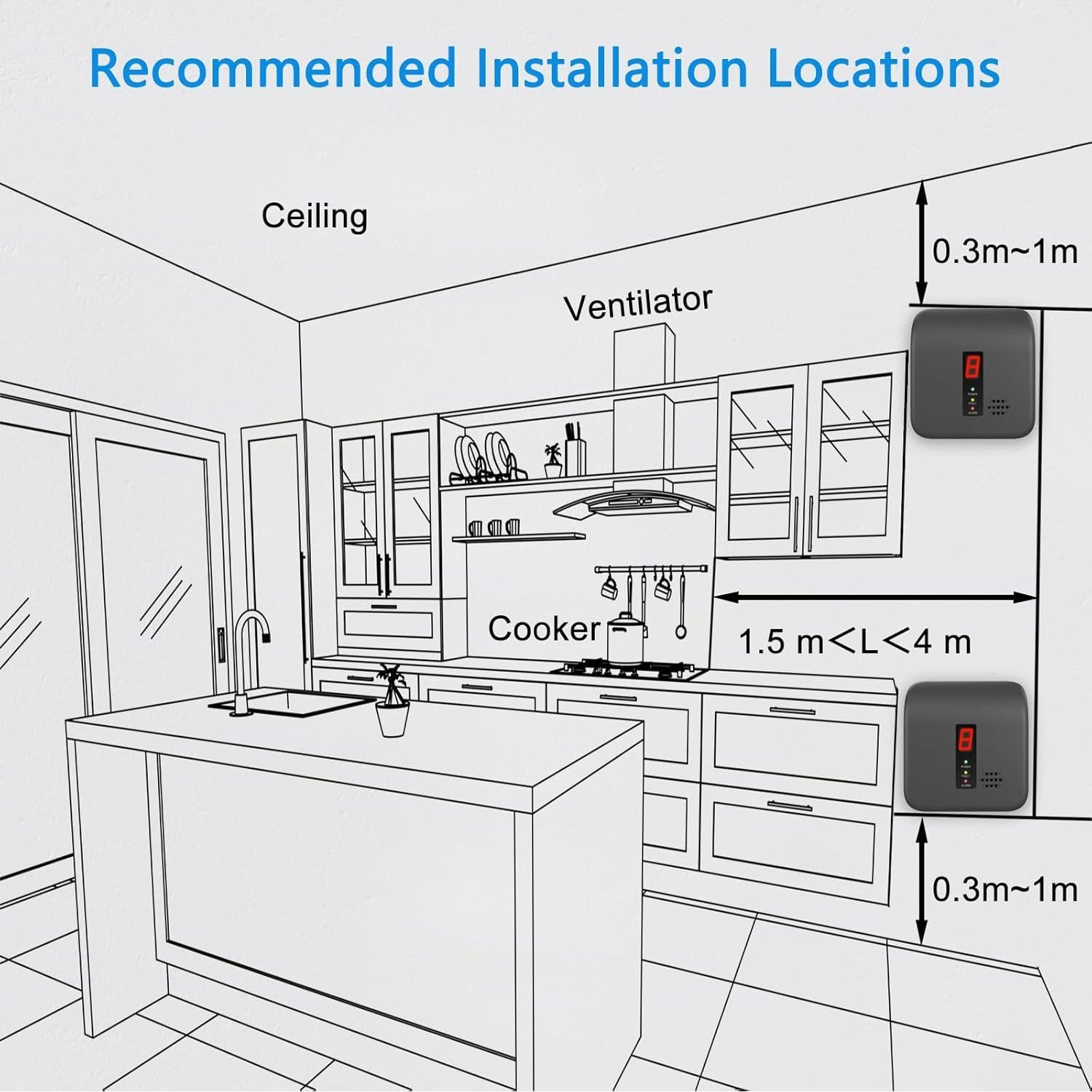 Detector de Gas Natural Leakbee Y401, Alarma 85dB, Negro