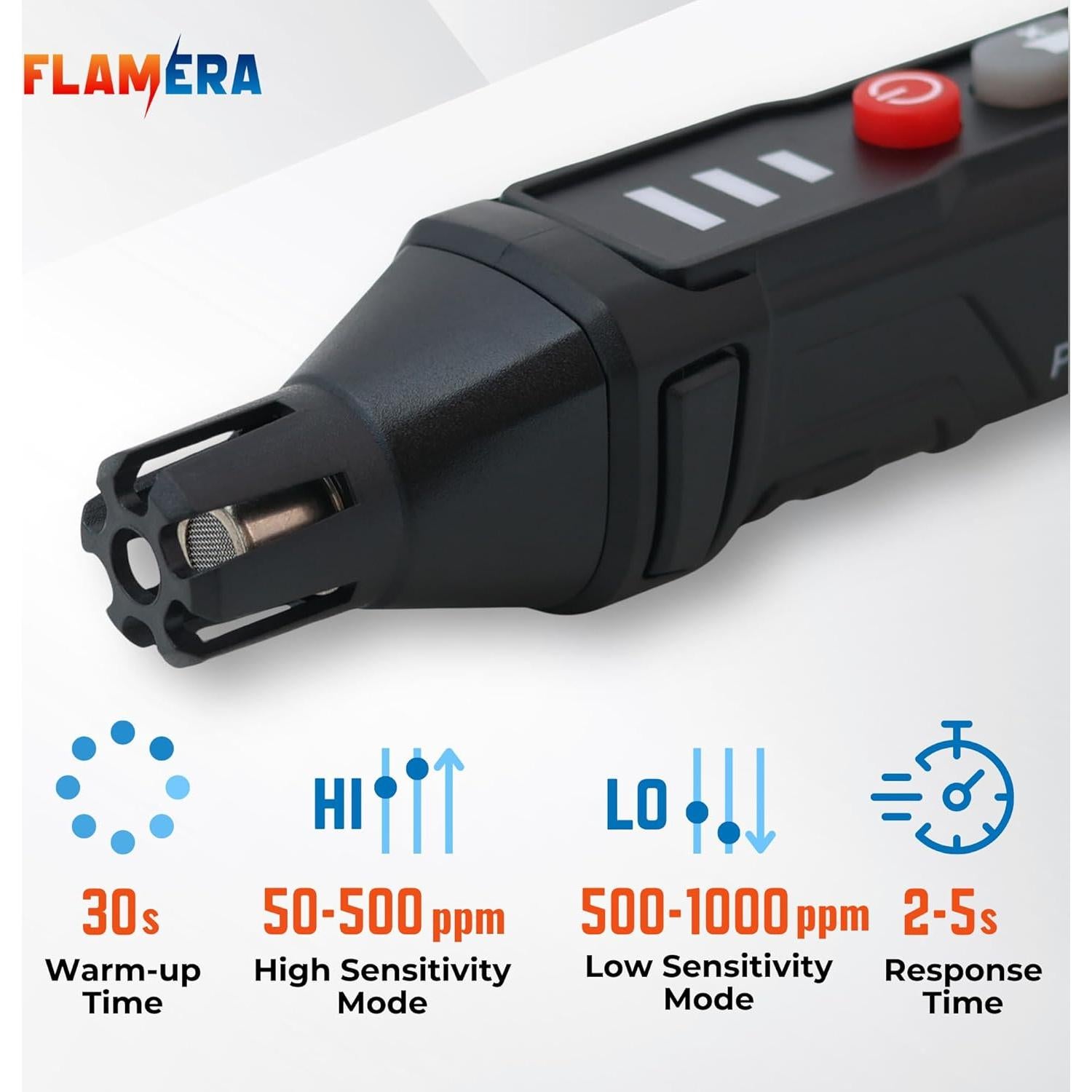 Detector de Fugas de Gas Flamera Portátil con Alarma Visual y Auditiva