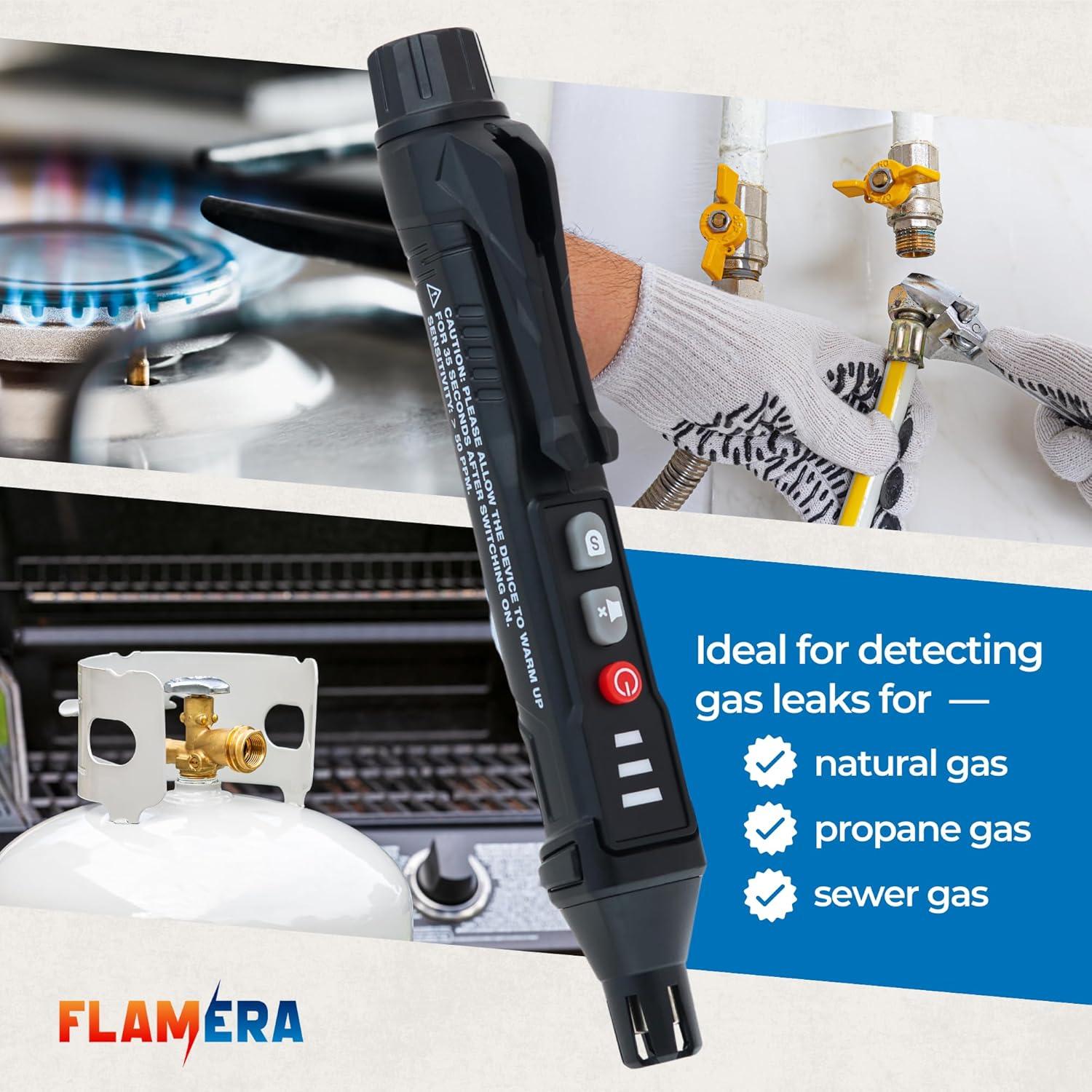 Detector de Fugas de Gas Flamera Portátil con Alarma Visual y Auditiva