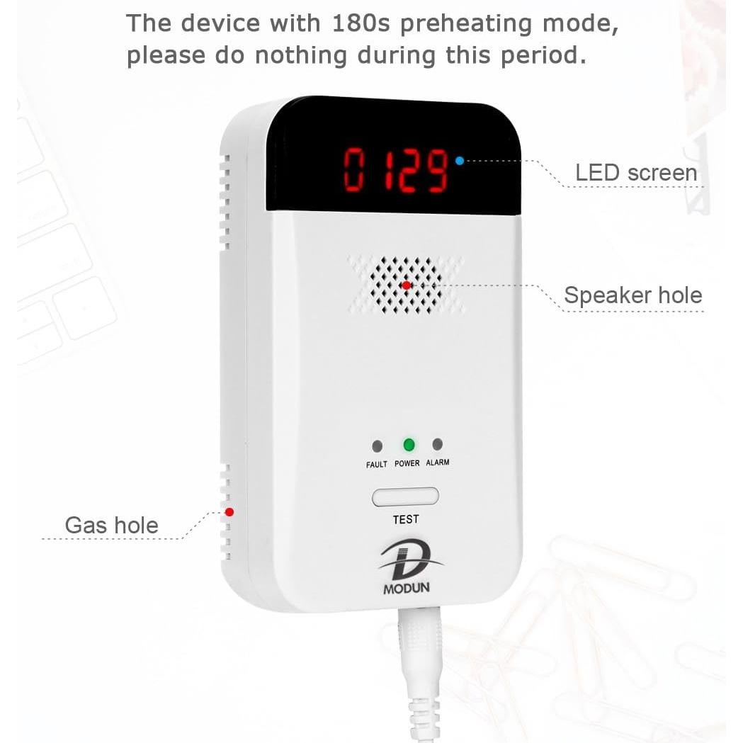 Detector de Gas MODUN D AT-RQ01 con Pantalla LED y Alarma 85dB