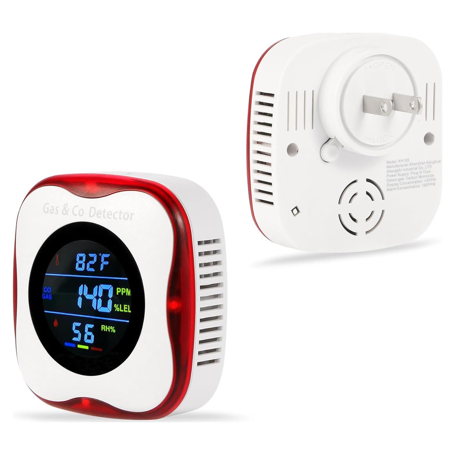 Detector de Gas y Monóxido de Carbono Awatin KH156 Enchufable 4-en-1