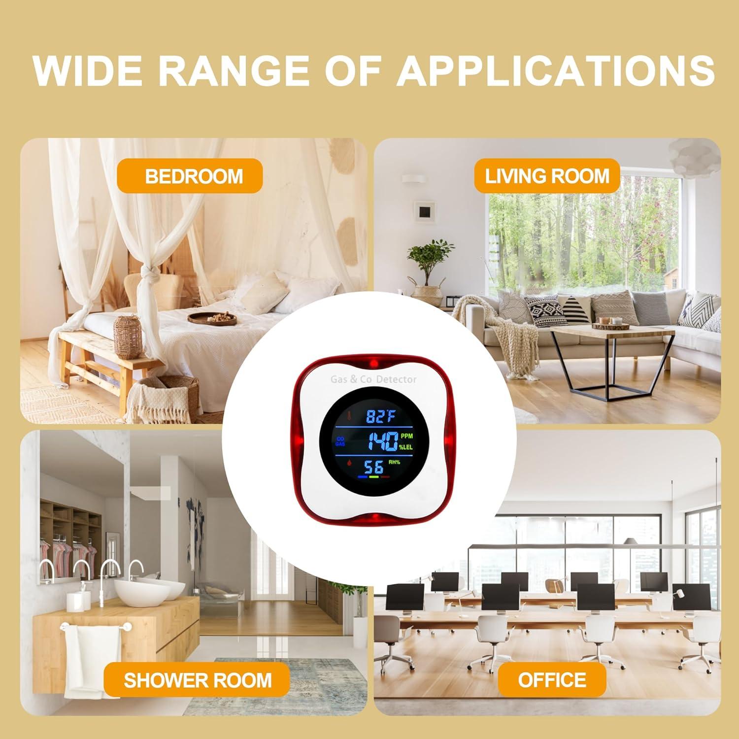 Detector de Gas y Monóxido de Carbono Awatin KH156 Enchufable 4-en-1