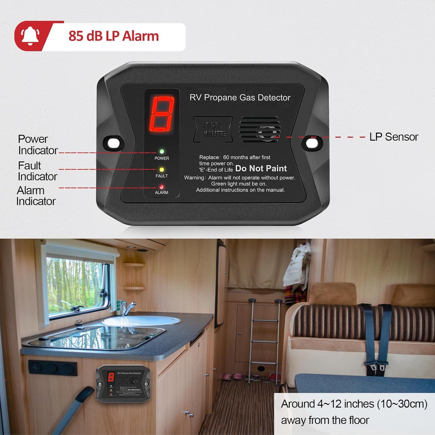 Detector de Gas Propano Leakbee R501 - Alarma Digital 12V para RV