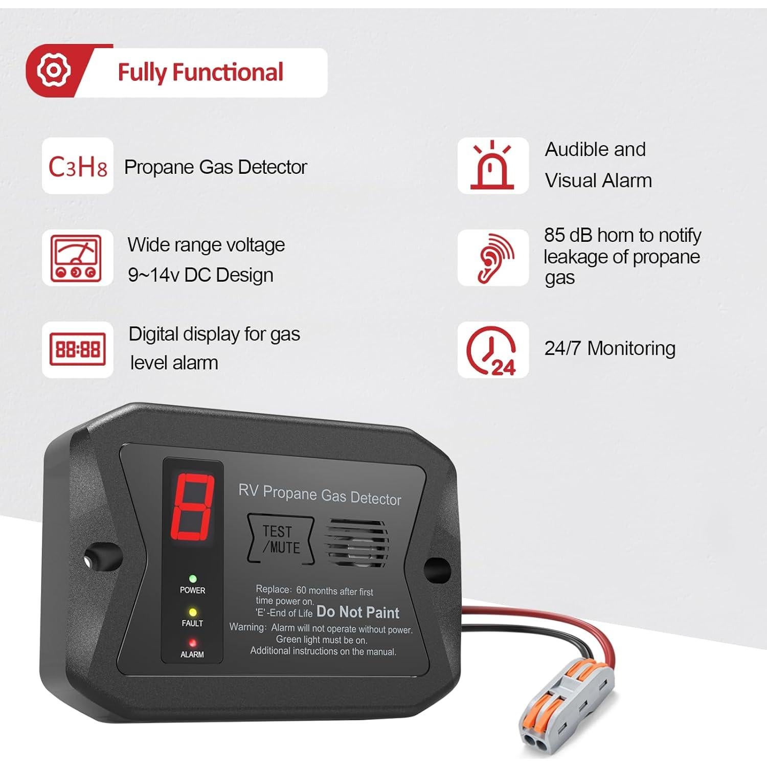 Detector de Gas Propano Leakbee R501 - Alarma Digital 12V para RV