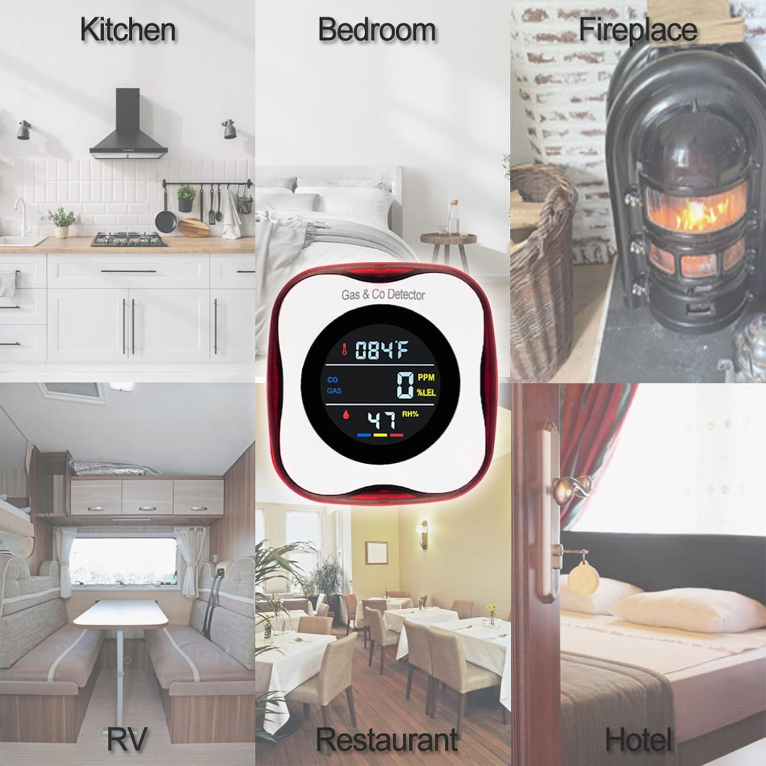 2 Detectores de Gas y Monóxido de Carbono FLUNGSKY 4-en-1