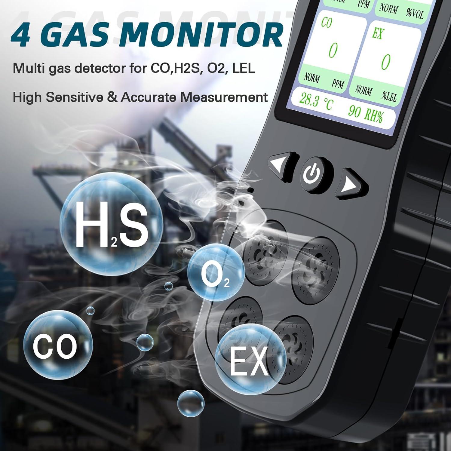 Detector de Gas Multi Gas ZYKYCX ZY-G4 4 en 1 Recargable