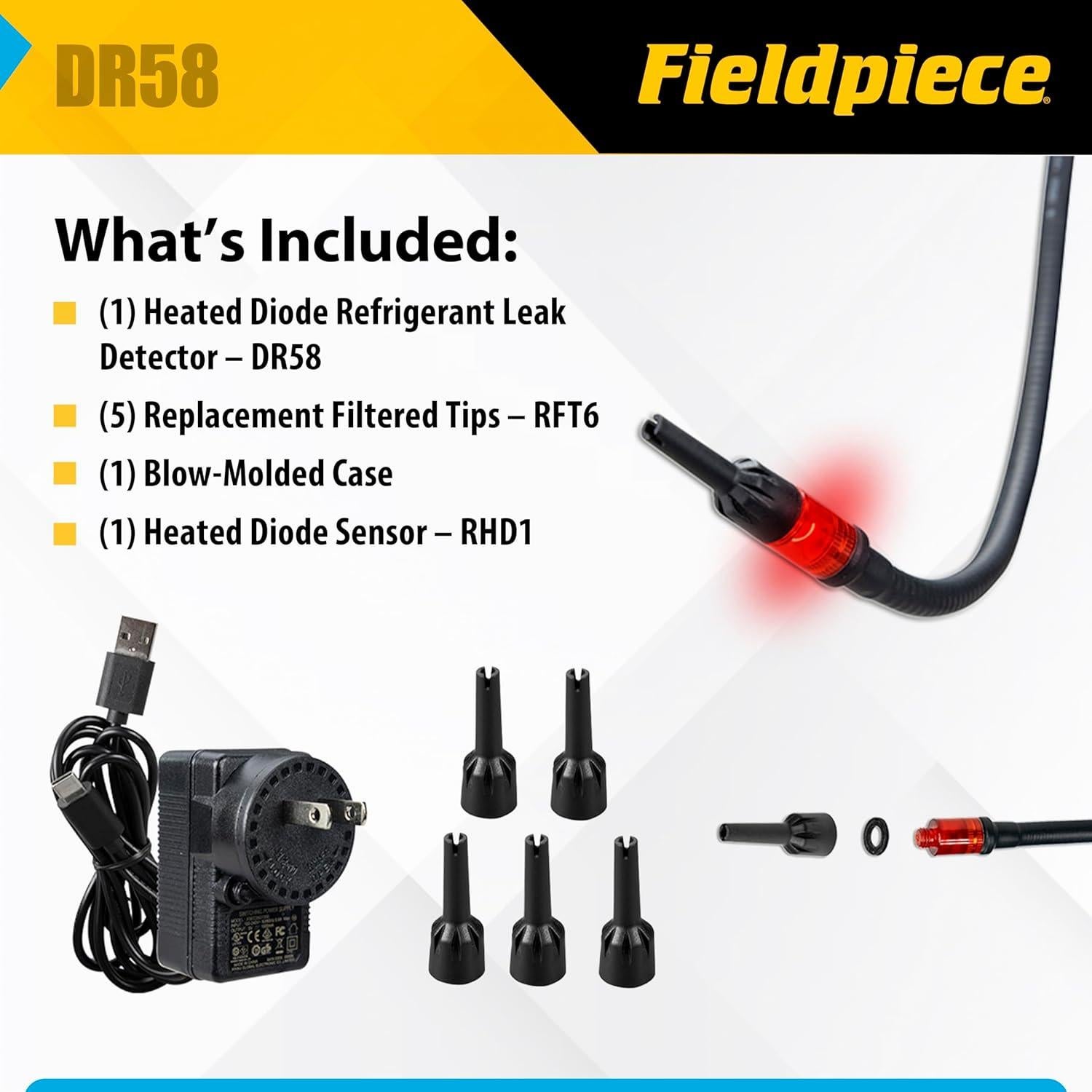 Detector de Fugas de Refrigerante Fieldpiece DR58 - Ultra-Sensible