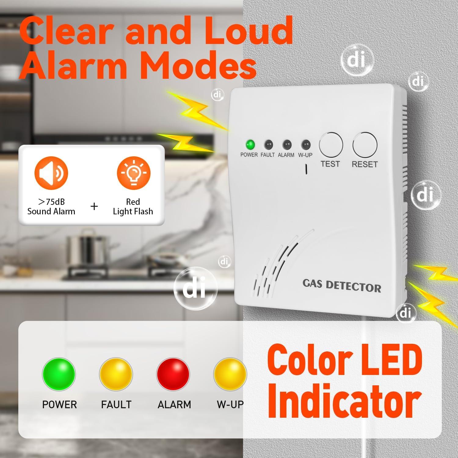 Detector de Gas Propano MOESAPU BH-H5 con Alarma Visual y Auditiva
