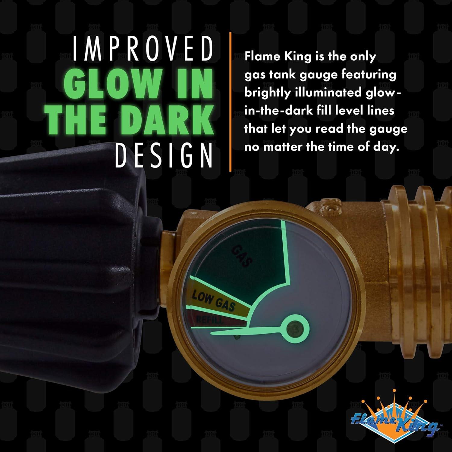 Medidor de Propano Flame King con Dial que Brilla en la Oscuridad
