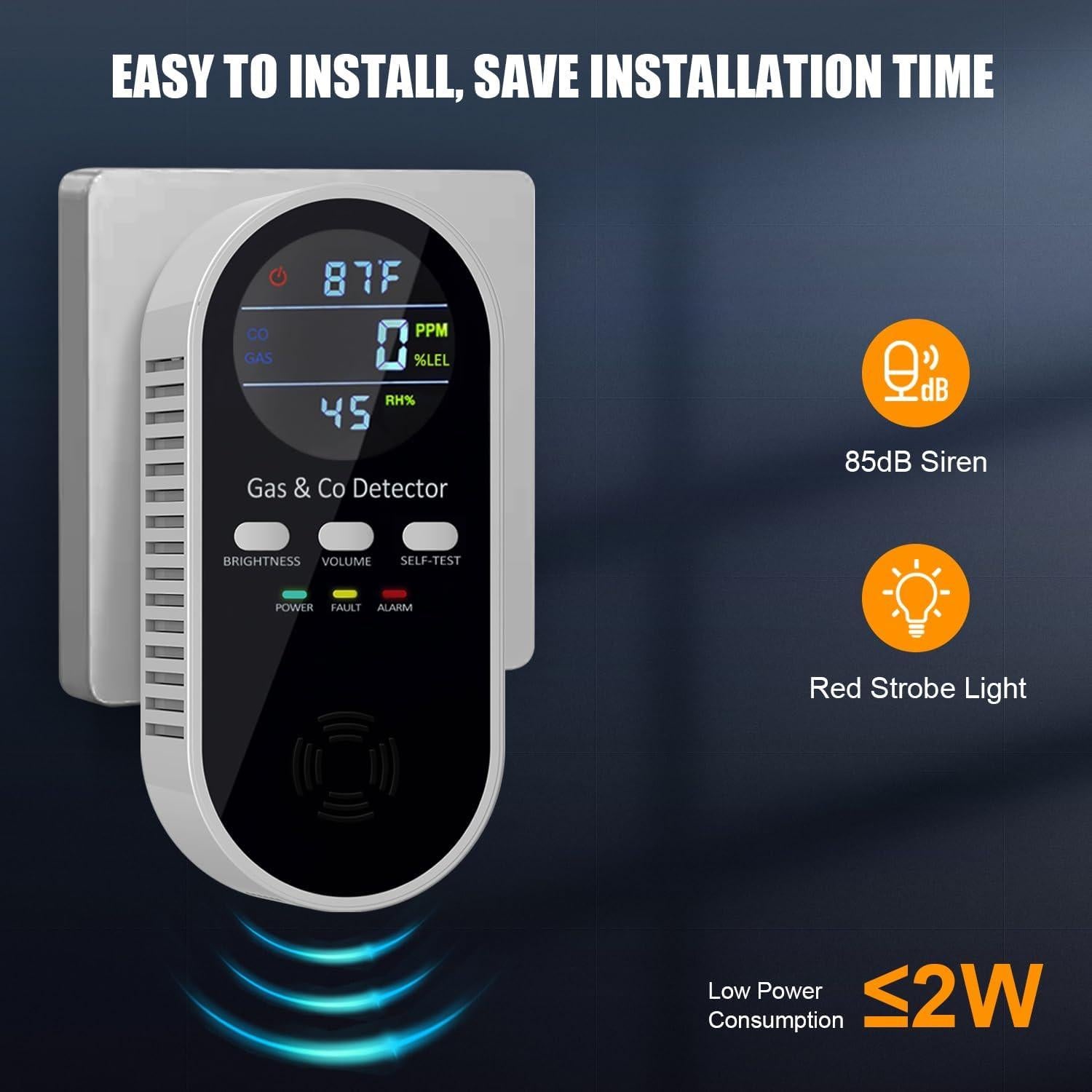 Detector de Gas y Monóxido de Carbono FLUNGSKY 5 en 1