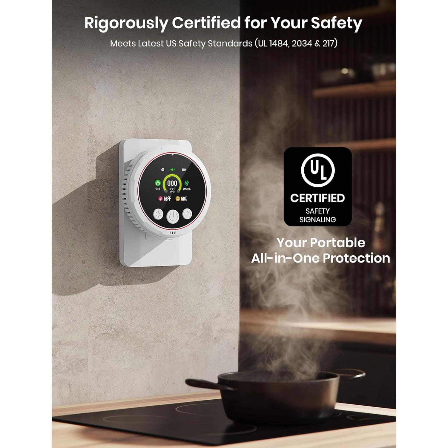 Detector de Monóxido de Carbono 5-en-1 TLMUSE - Humo, Gas, Temp, Humedad