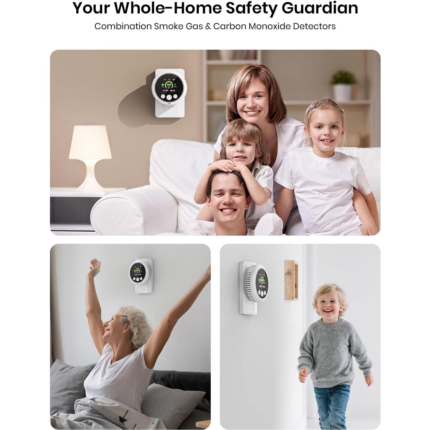 Detector de Monóxido de Carbono 5-en-1 TLMUSE - Humo, Gas, Temp, Humedad