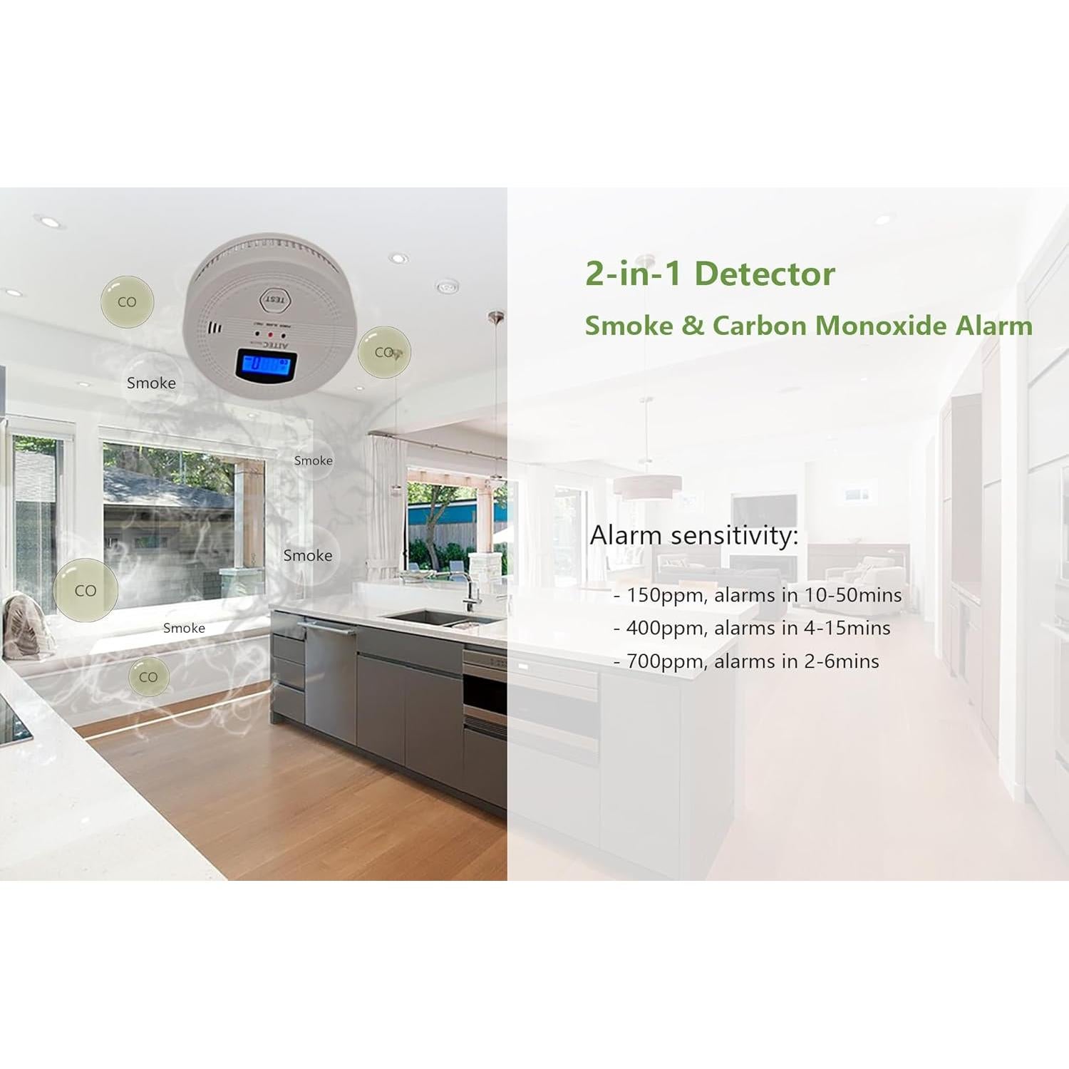 Detector de Humo y Monóxido de Carbono AITecSecLfe WJ-SC06