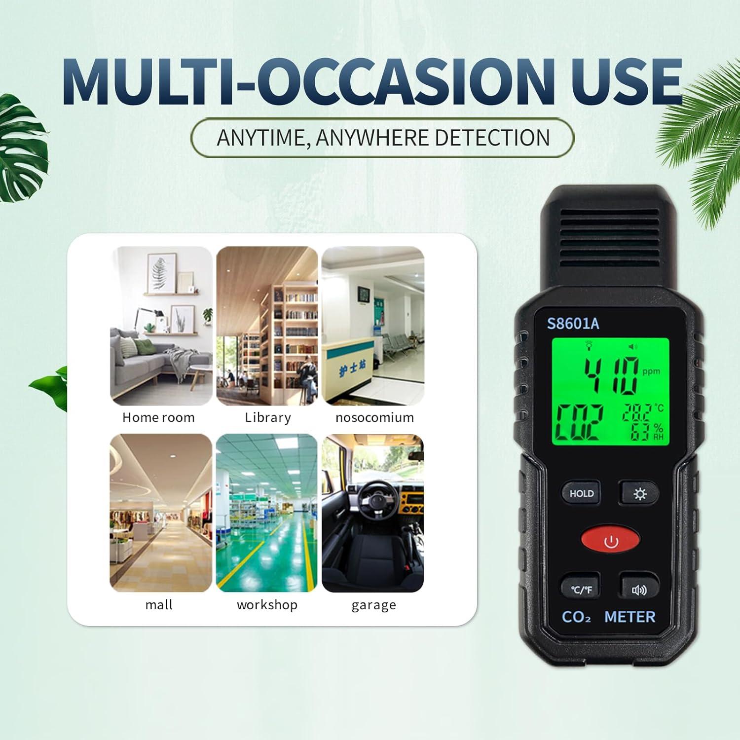 Detector de CO2 Portátil 3 en 1 Metellme - Medidor de Temperatura y Humedad