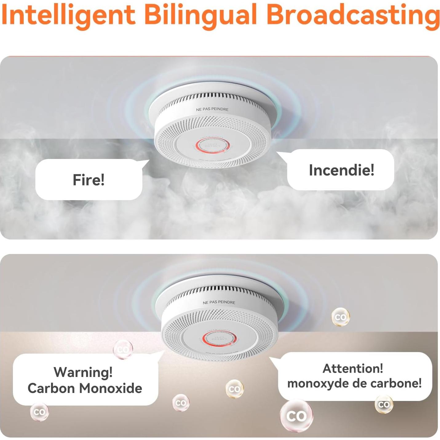 Detector de Humo y Monóxido de Carbono Jemay 4 Paquetes