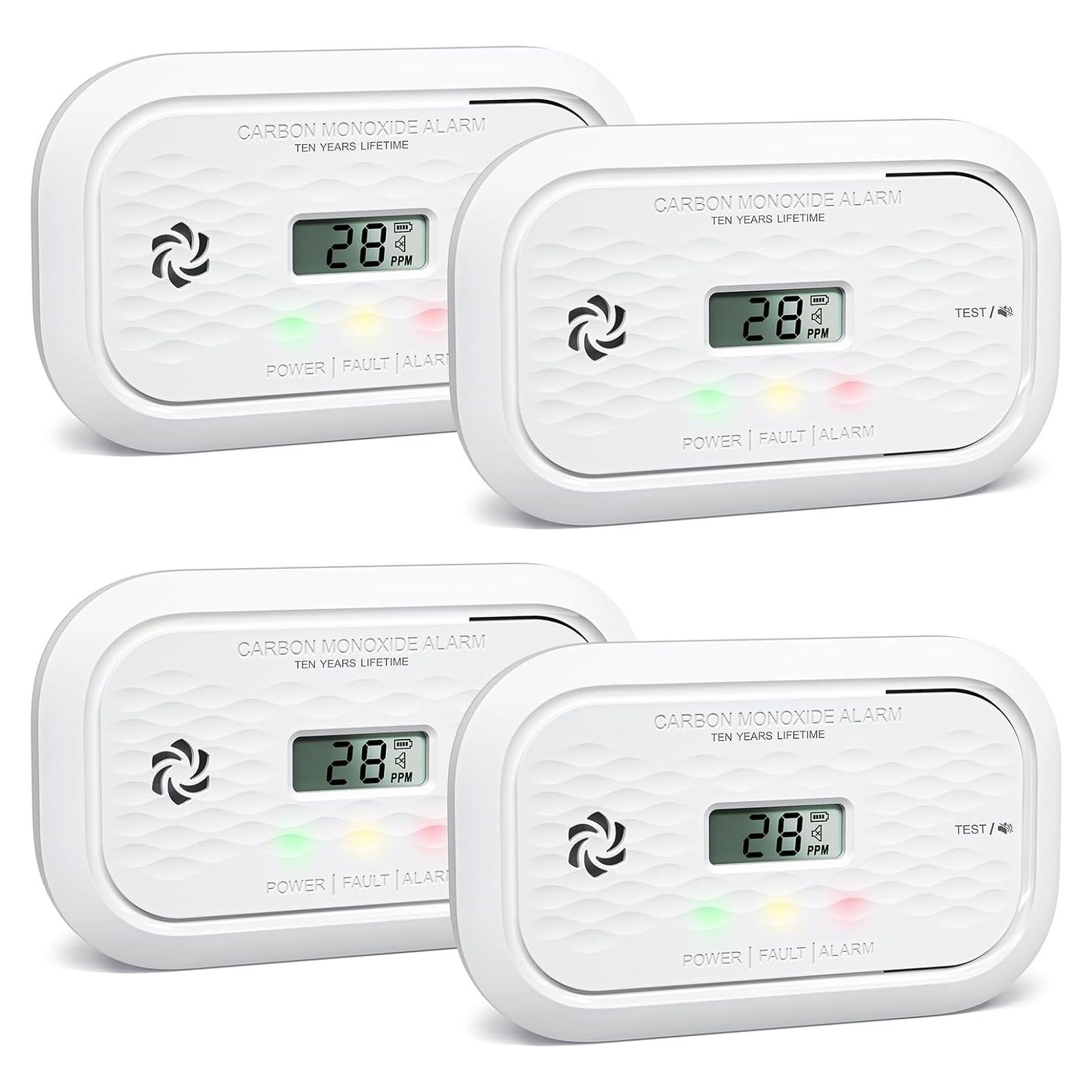 4 Detectores de Monóxido de Carbono Putogesafe con Batería 10 Años