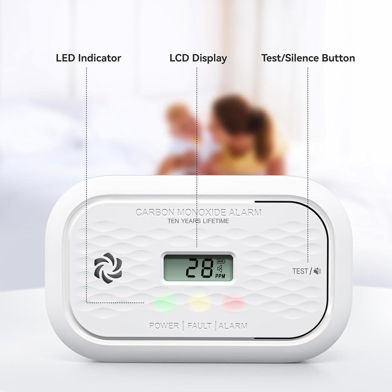 4 Detectores de Monóxido de Carbono Putogesafe con Batería 10 Años