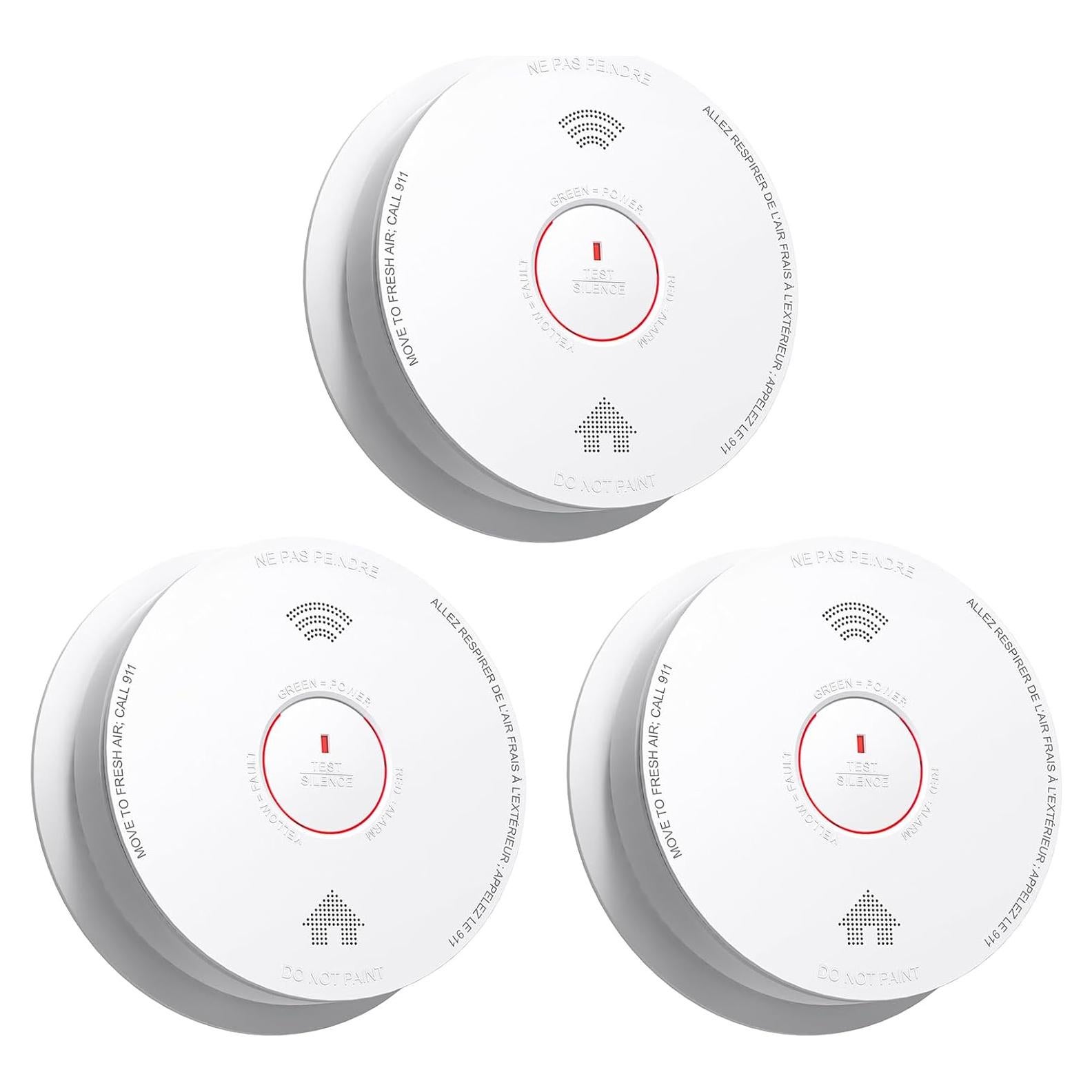 Detectores de Humo SITERWELL 3 Paquete Batería 10 Años UL217-9na