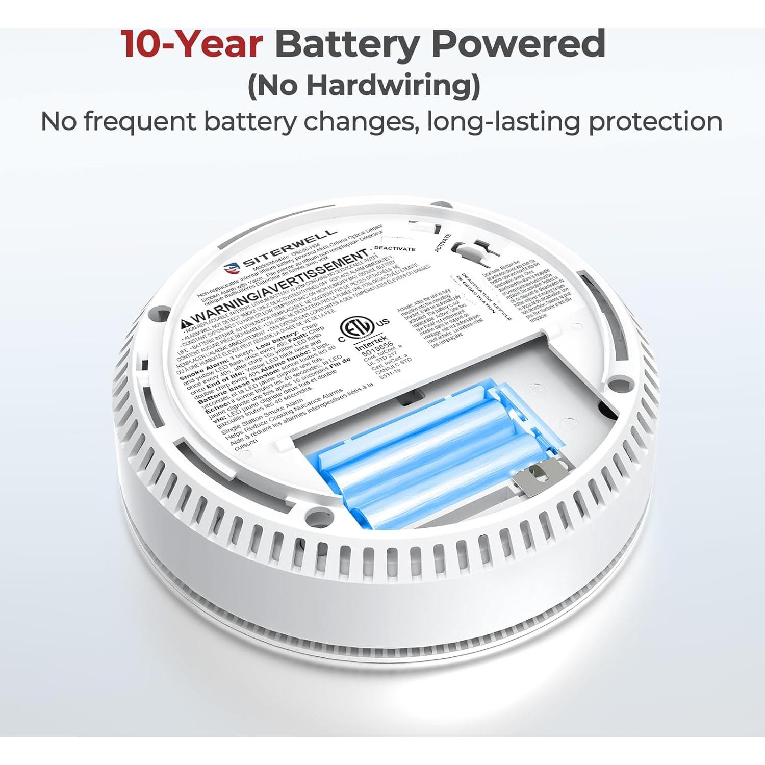Detectores de Humo SITERWELL 3 Paquete Batería 10 Años UL217-9na