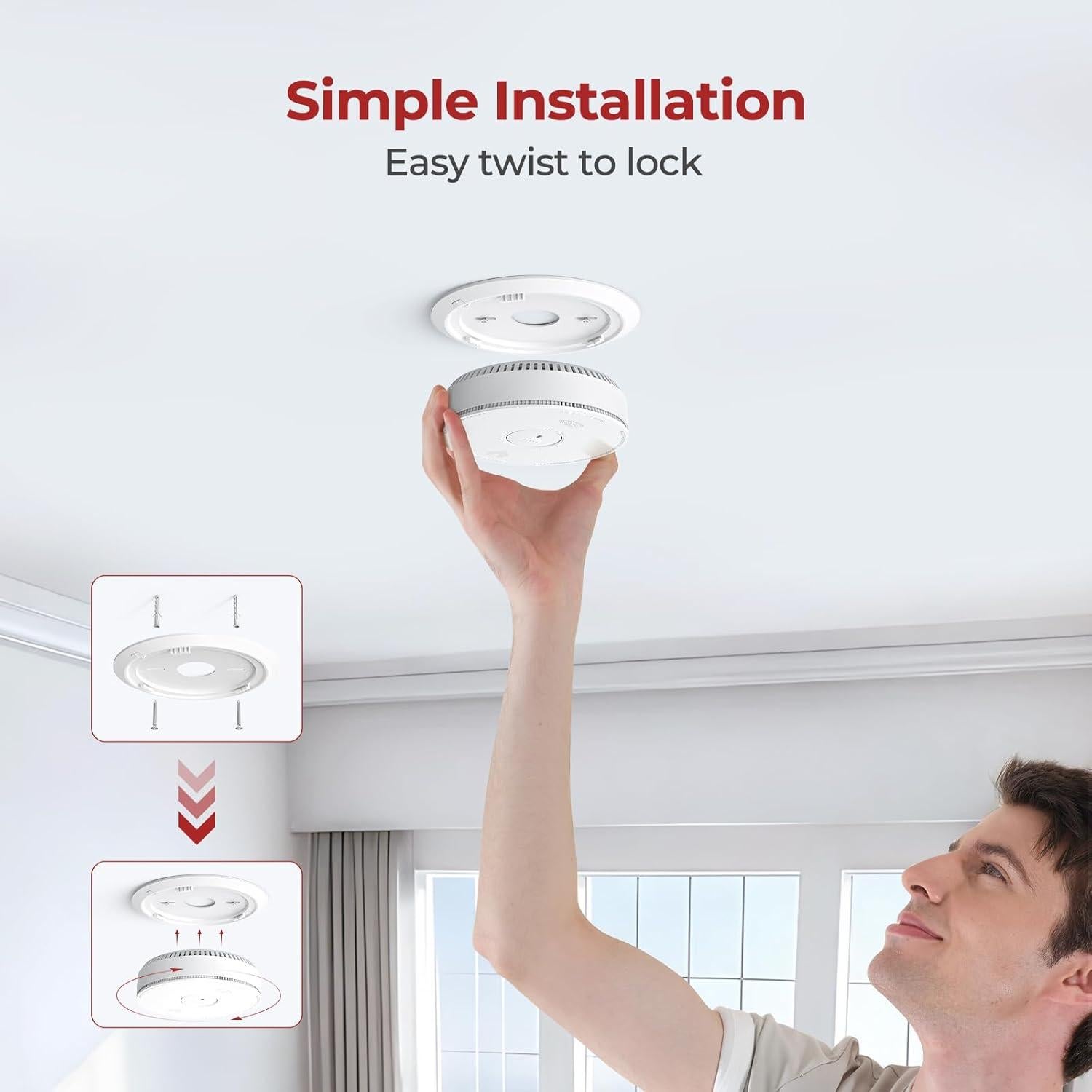 Detectores de Humo SITERWELL 3 Paquete Batería 10 Años UL217-9na