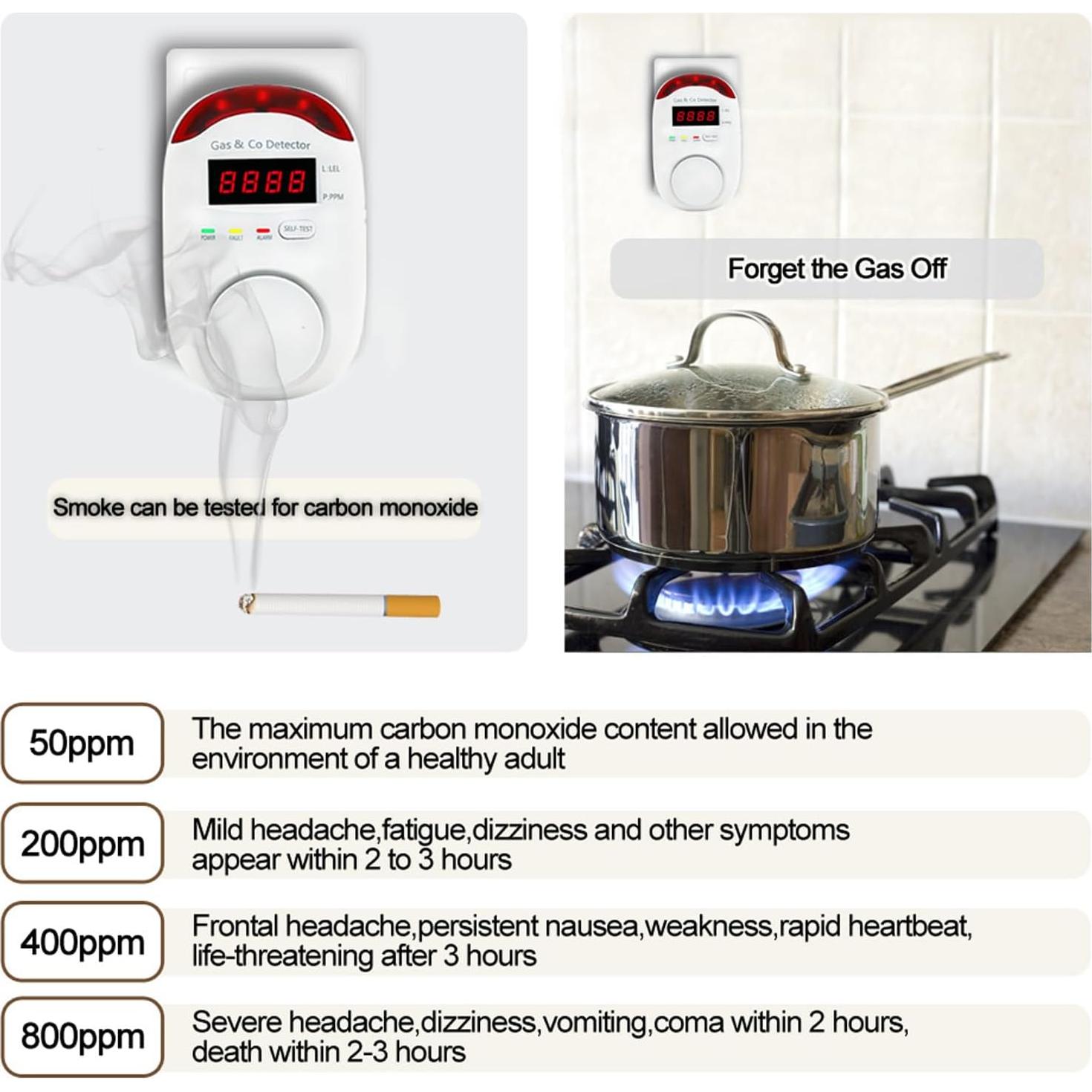 Detector de Gas y Monóxido de Carbono FLUNGSKY 2 en 1