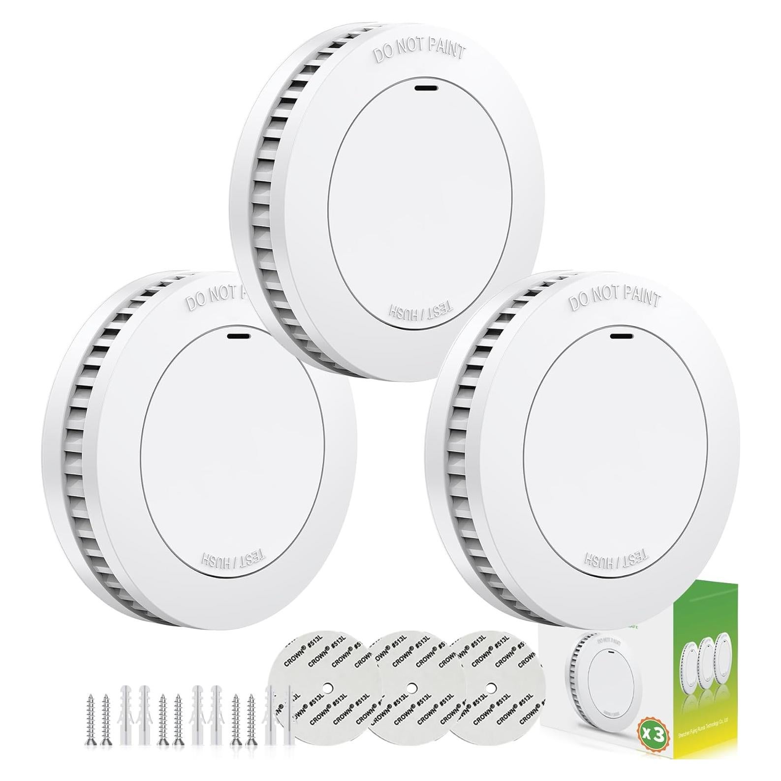 Detector de Humo Runidur Fotoeléctrico 10 Años 3 Piezas