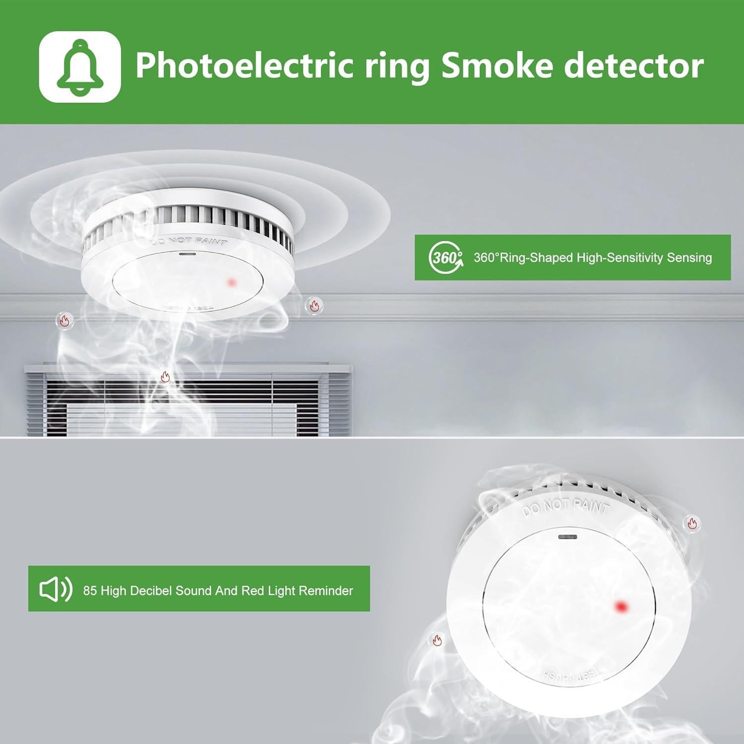 Detector de Humo Runidur Fotoeléctrico 10 Años 3 Piezas