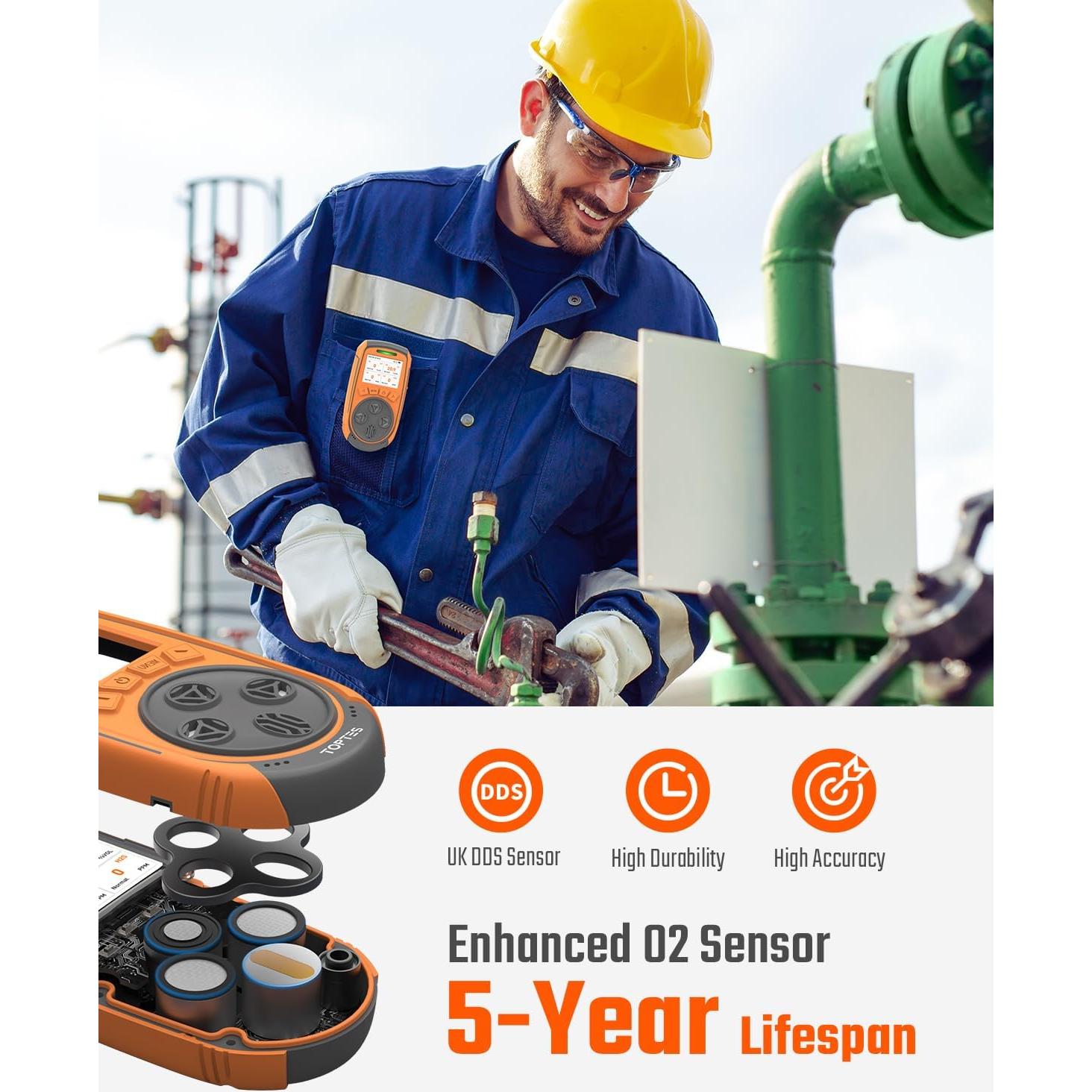 Detector de Gas 4 en 1 TOPTES Guard-863Pro Naranja