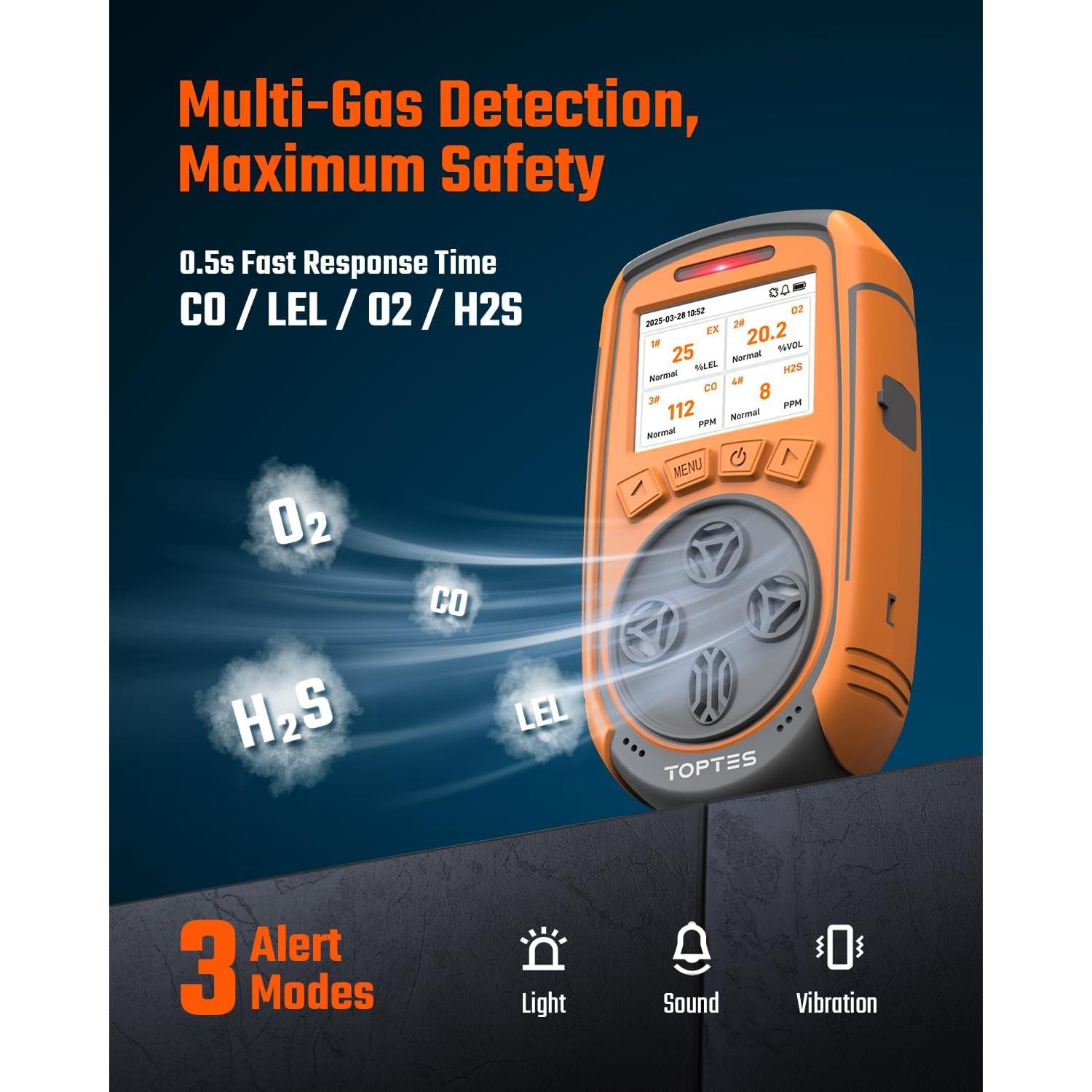 Detector de Gas 4 en 1 TOPTES Guard-863Pro Naranja
